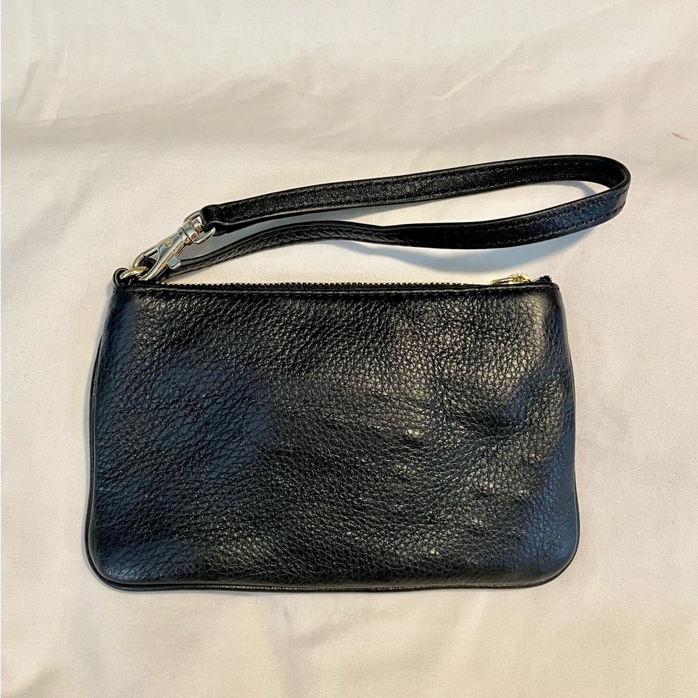 *EUC* *AUTHENTIC* Michael Kors Wristlet Wallet With Gold Zipper - Black- Pebbled - Picture 2 of 11